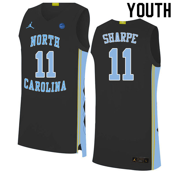 Youth #11 Day'Ron Sharpe North Carolina Tar Heels College Basketball Jerseys Sale-Black